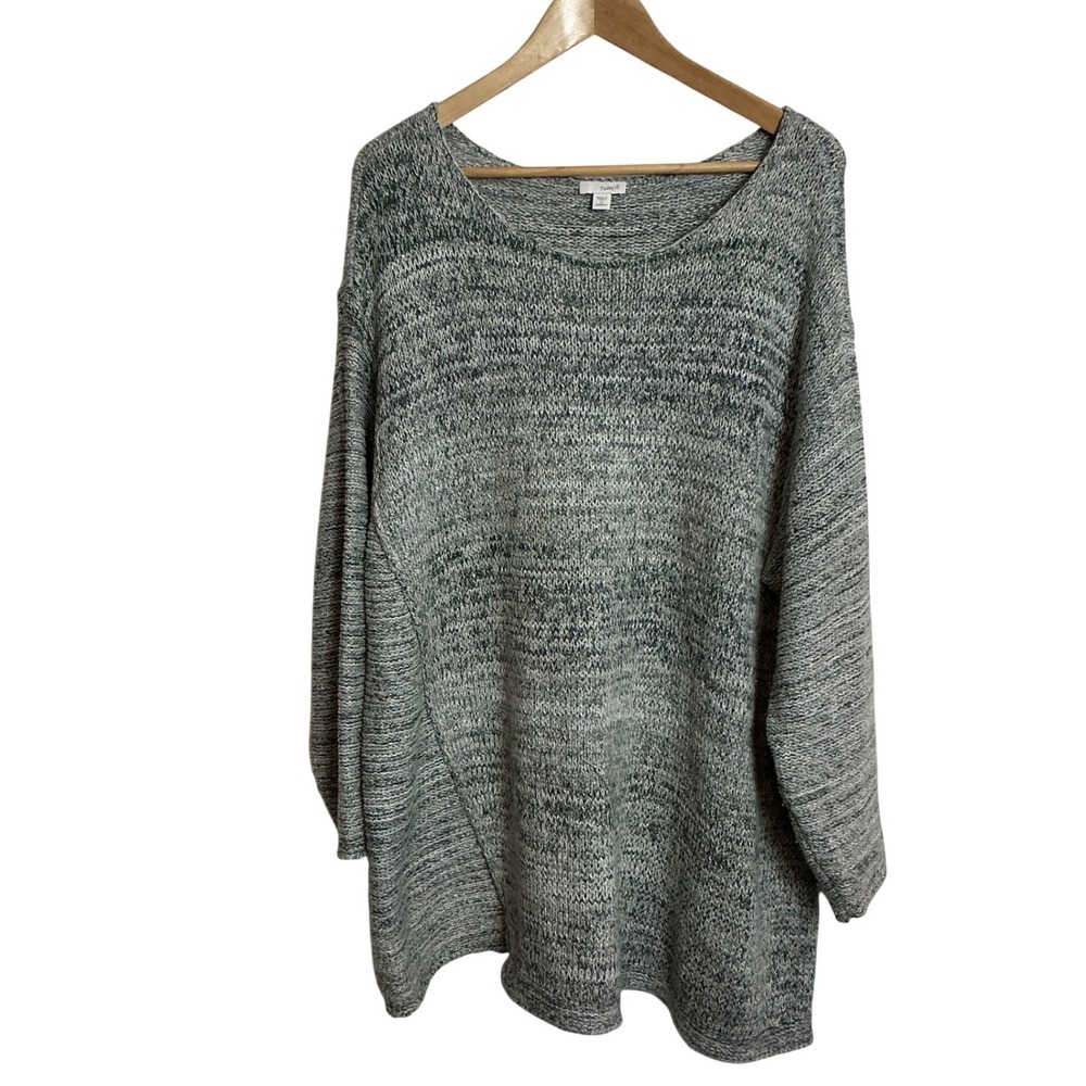 J Jill Pure Jill Size 2X Green Marled Tunic Sweater Cotton Blend Relaxed Fit